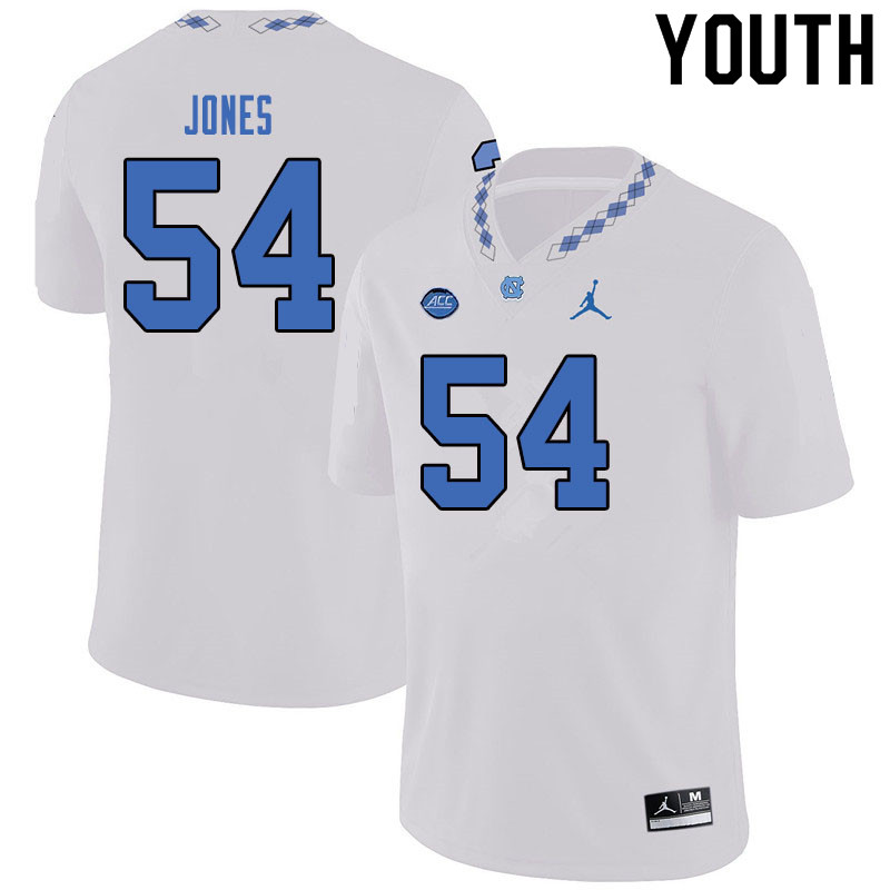 Jordan Brand Youth #54 Avery Jones North Carolina Tar Heels College Football Jerseys Sale-White